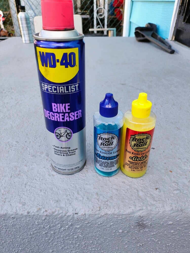 WD-40 Bike Degreaser, and Rock N' Roll Bicycle Chain Lubricant 