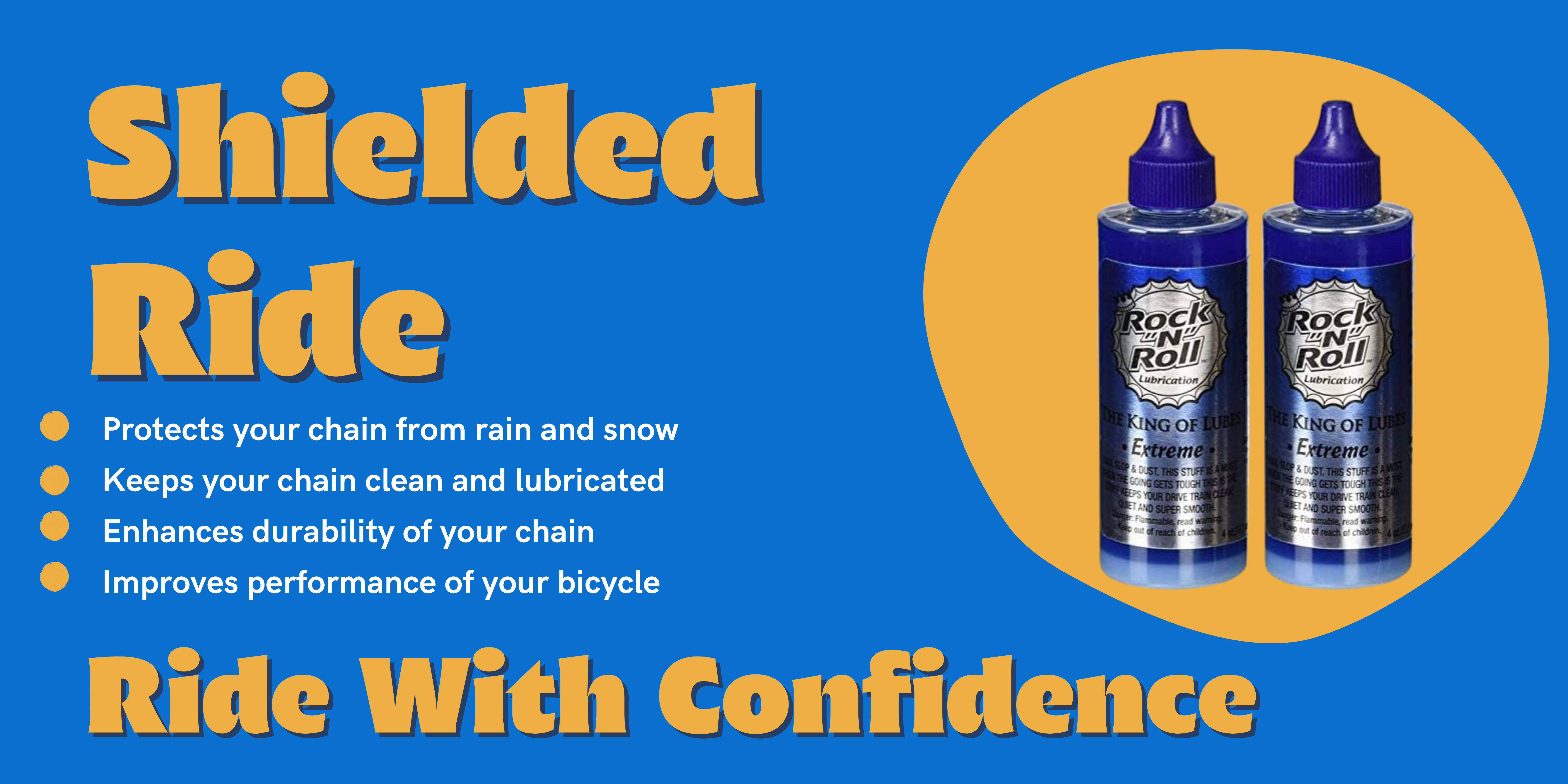 "Rock N Roll Wet Lube: smooth shifting and easy application for your bicycle chain"